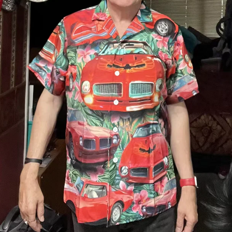 Personalized Car Hawaiian Shirt - Custom Car Photo Shirt - Floral Pattern