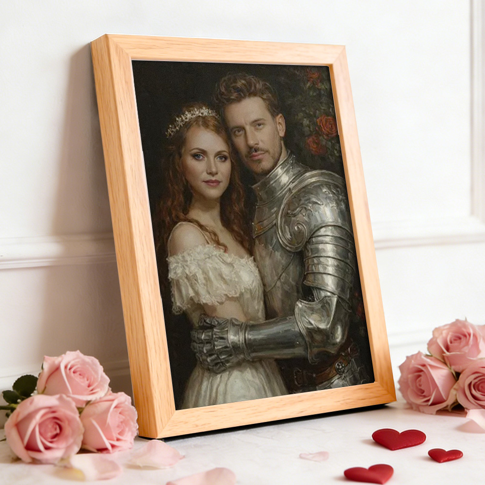 Custom Romantic Couple Portrait Frame from Photo Personalized Royal Couple Gift for Valentine's Day