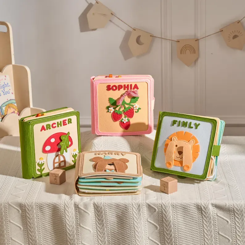 Personalized Baby Easter Gift, Handmade Felt Quiet Book, Custom Montessori Sensory Toy, First Birthday Present, Busy Book, Soft Felt Toy