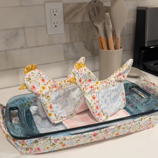 Chicken Potholders, Chicken Oven Mitts, Novelty Potholder, Kitchen Decor