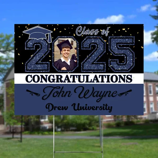 Custom Photo Congratulations Class Of 2025 Graduation Yard Sign - MyFaceBoxer