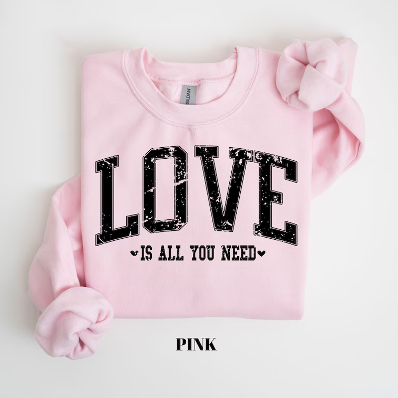 Retro Love Valentines Sweatshirt, Love All You Need Valentines Womens Sweatshirt, Valentines Day Shirt, Valentines Gift, Heart Love Shirt