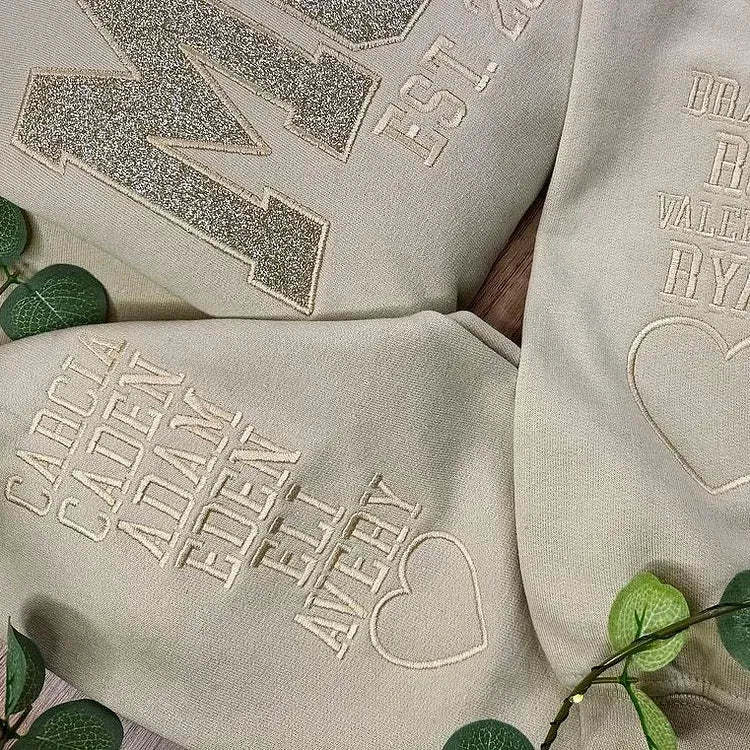 Custom Embroidered Glitter Vinyl MAMA Sweatshirt Hoodie Gift For Mom & Grandma - MyFaceBoxer