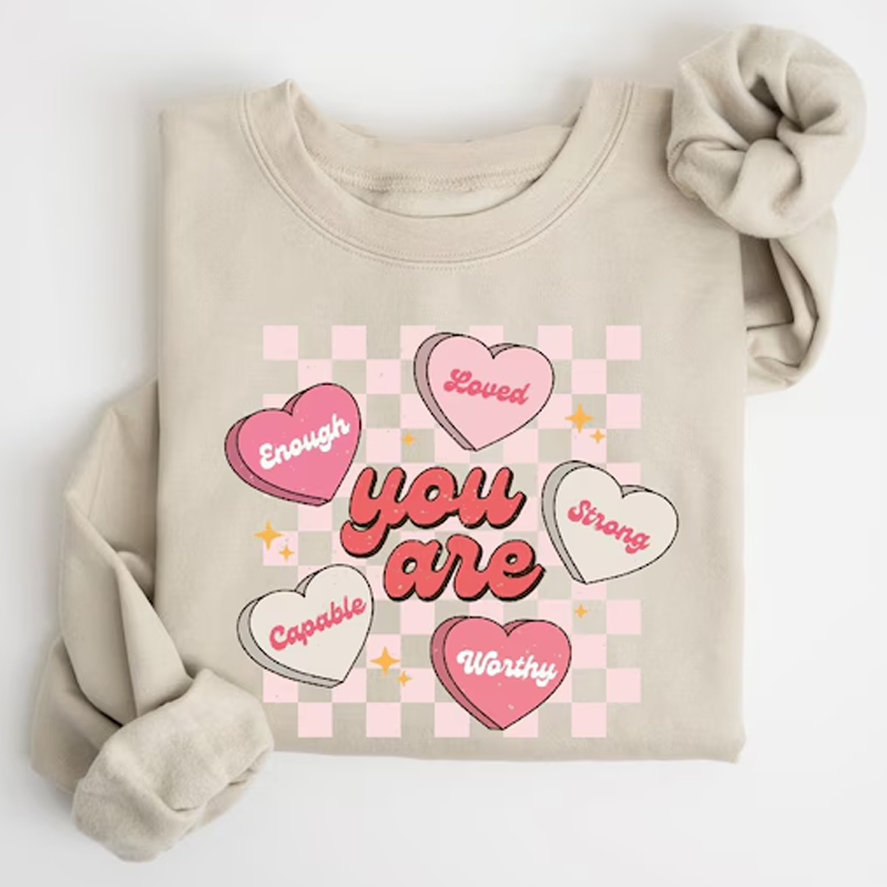Retro Teacher Valentines Sweatshirt, Womens Heart Valentines Sweatshirt, Love Valentines Sweatshirt, Cute Valentines Day Gift
