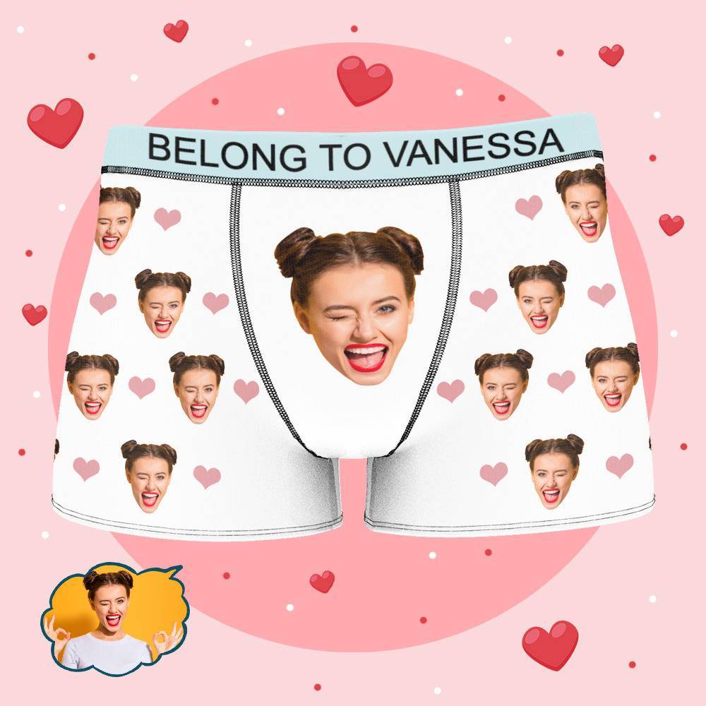 Personalized Property of Vanessa Boxer Custom Name Face Boxer with Text Inscribed Waist Anniversary Gifts for Him - MyFaceBoxer