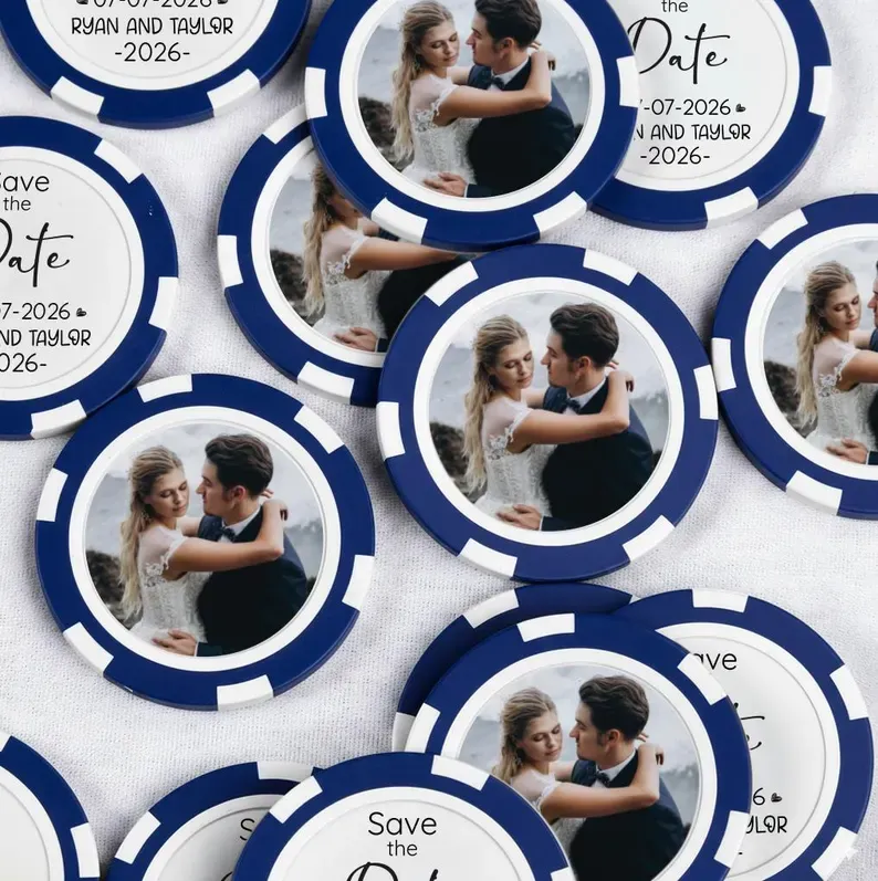Wedding Poker Chips Vegas Gifts - Personalized Casino Chips Save the Date Party Favor | Drink Tokens