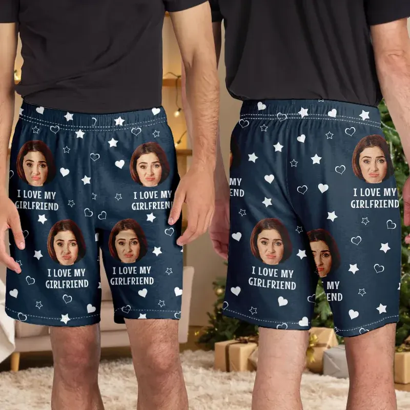 Custom Photo Funny I Love My Lover - Personalized Pajama Shorts