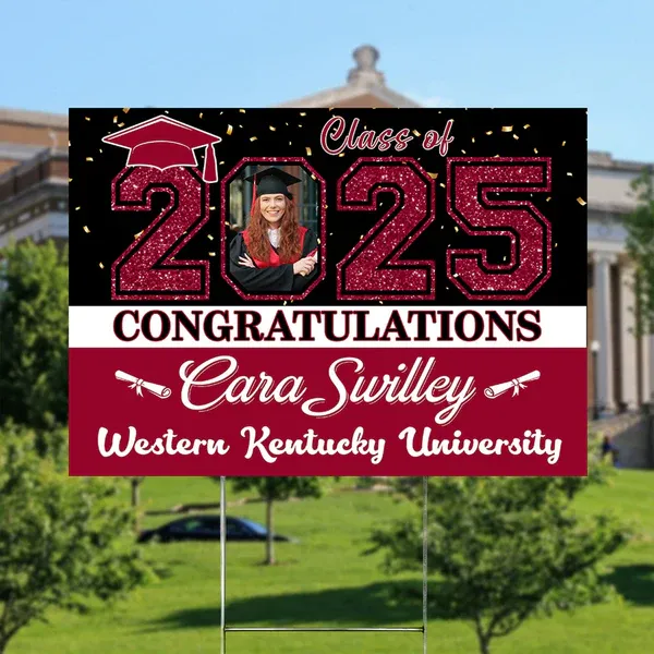 Custom Photo Congratulations Class Of 2025 Graduation Yard Sign - MyFaceBoxer