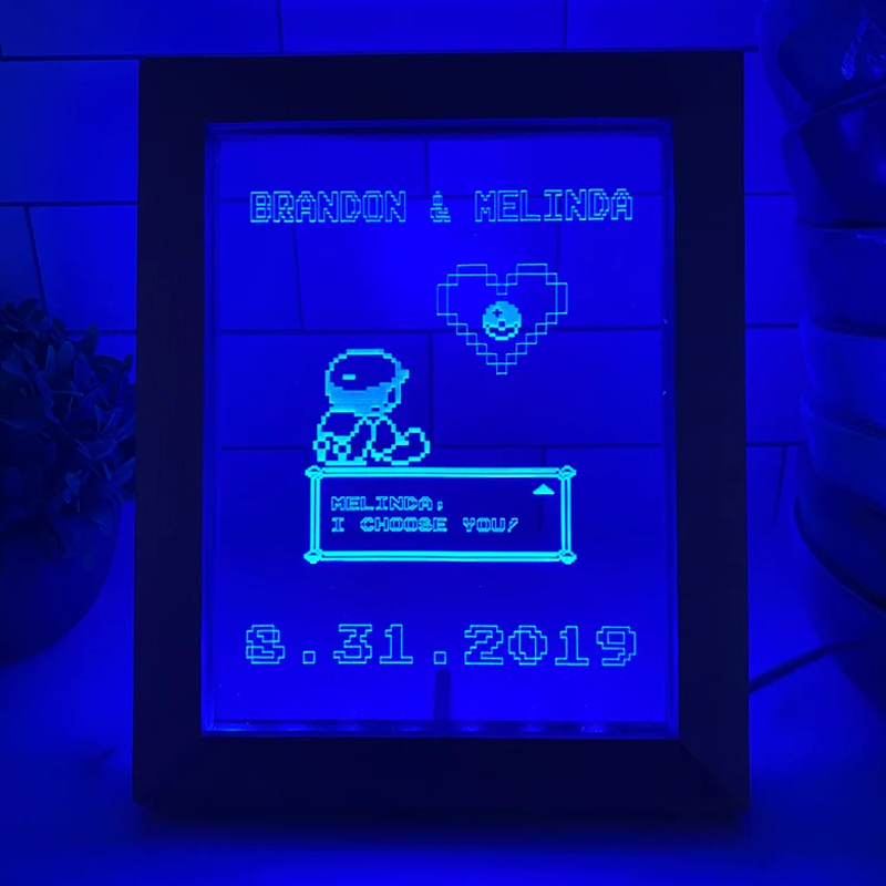 8 Bit Heart Night Light - Gamer Heart Gifts - Retro Night light - Anniversary Gift - Saved My Last Heart - Wedding Gift - 8 Bit Light