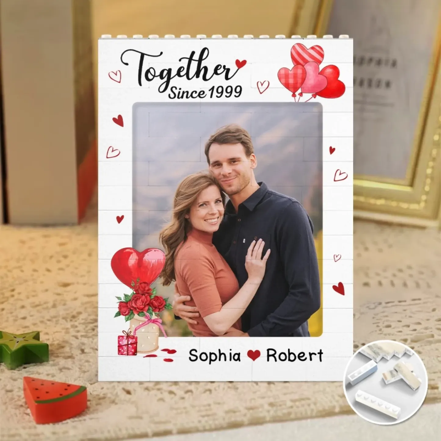 Custom Photo Brick Puzzle Frame �C Build Your Love, A Romantic Couple Gift for Valentine��s Day & Anniversaries