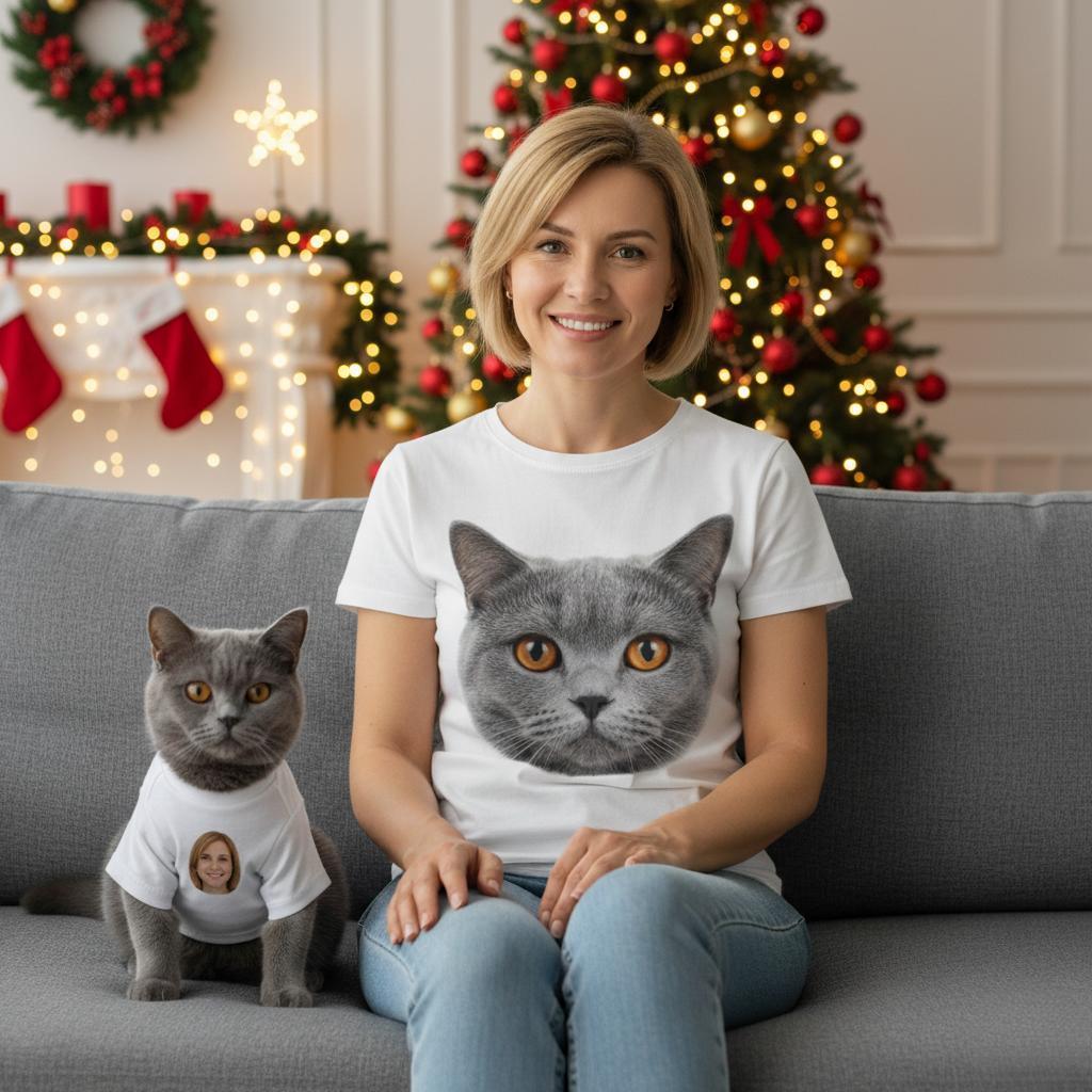 Custom Photo T-Shirt Set Dog and Owner Matching Shirts Personalized Pet Lover Gift