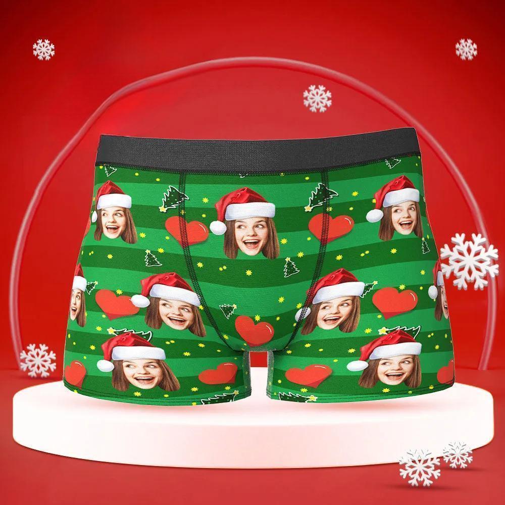 Custom Face Boxers Briefs Men's Shorts With Girlfriend Photo Heart Christmas Gifts - MyFaceBoxer