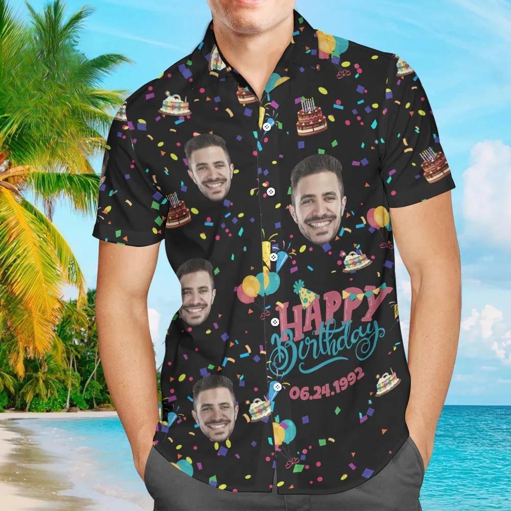 Custom Hawaiian Shirts Happy Birthday Hawaiian Shirt Men's All Over Print Unique Birthday Gift - MyFaceBoxer