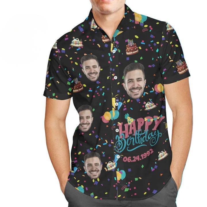 Custom Hawaiian Shirts Happy Birthday Hawaiian Shirt Men's All Over Print Unique Birthday Gift - MyFaceBoxer