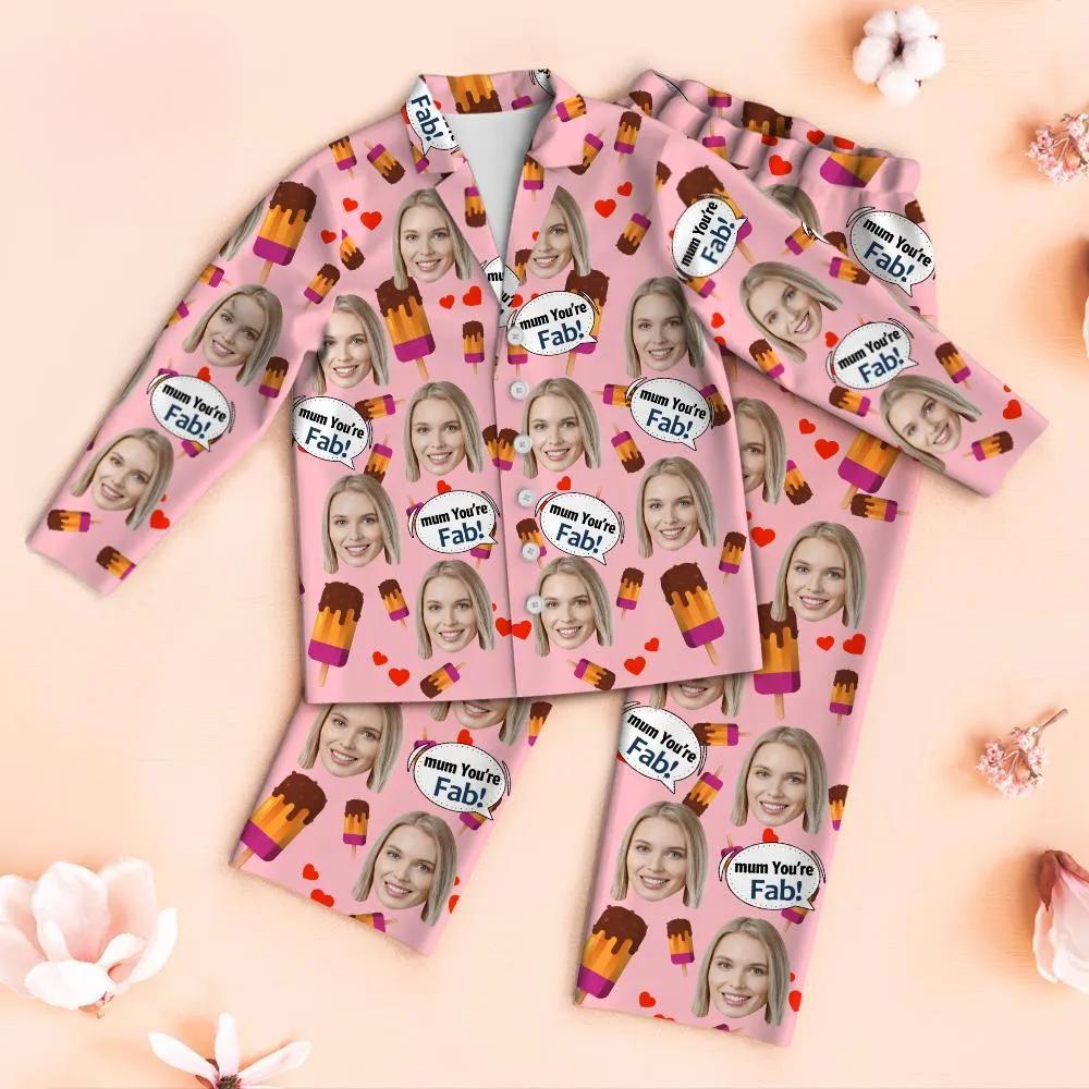 Custom Face Pajamas Mum You Are Fab Personalized Photo Pajamas Set Mother's Day Gifts - MyFaceBoxer
