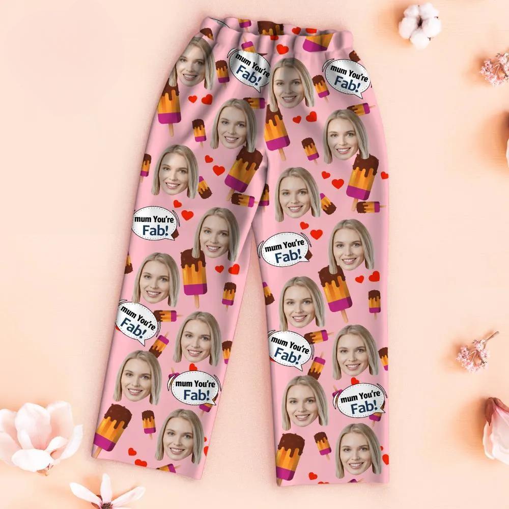 Custom Face Pajamas Mum You Are Fab Personalized Photo Pajamas Set Mother's Day Gifts - MyFaceBoxer
