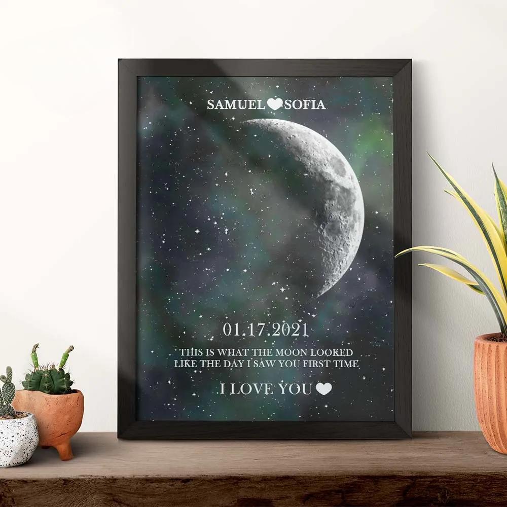 Custom Moon Phase Print Frame Anniversary Gifts for Her - MyFaceBoxer