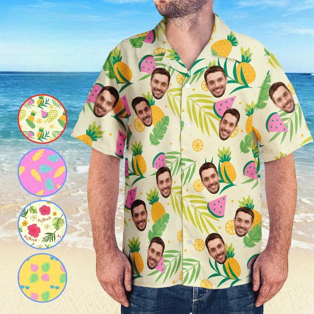 Custom Face Hawaiian Shirts Upload Your Own Designed Image Aloha Beach Shirt For Men - MyFaceBoxer