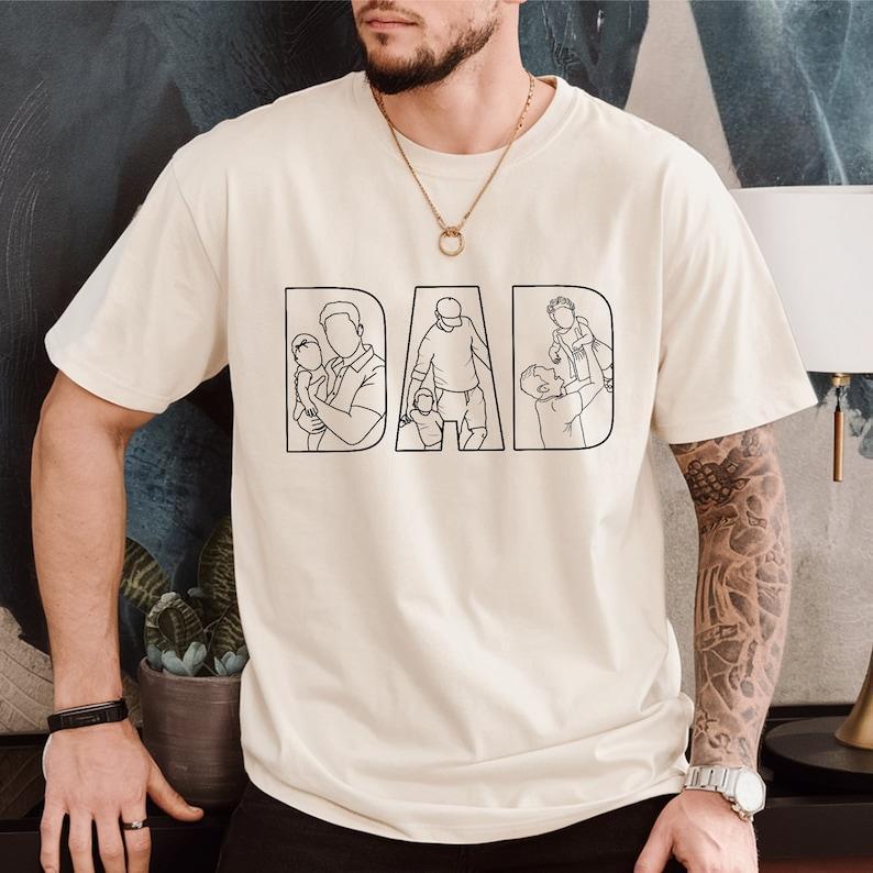 Custom Dad Shirt Portrait From Photo, Personalized Dad Photo Outline Shirt, Custom Photo Shirt For Dad, Father's Day Shirts, Papa Shirt