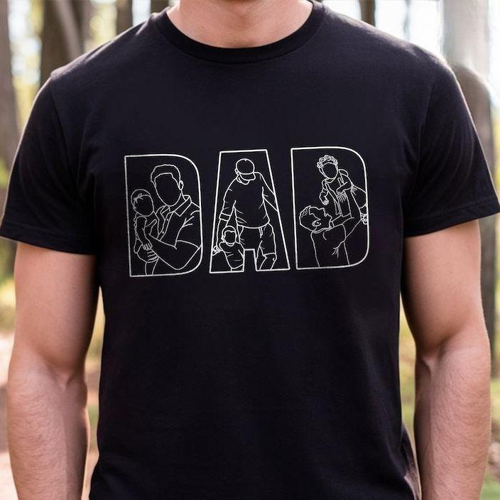 Custom Dad Shirt Portrait From Photo, Personalized Dad Photo Outline Shirt, Custom Photo Shirt For Dad, Father's Day Shirts, Papa Shirt