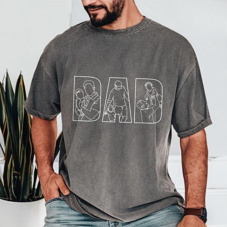 Custom Dad Shirt Portrait From Photo, Personalized Dad Photo Outline Shirt, Custom Photo Shirt For Dad, Father's Day Shirts, Papa Shirt