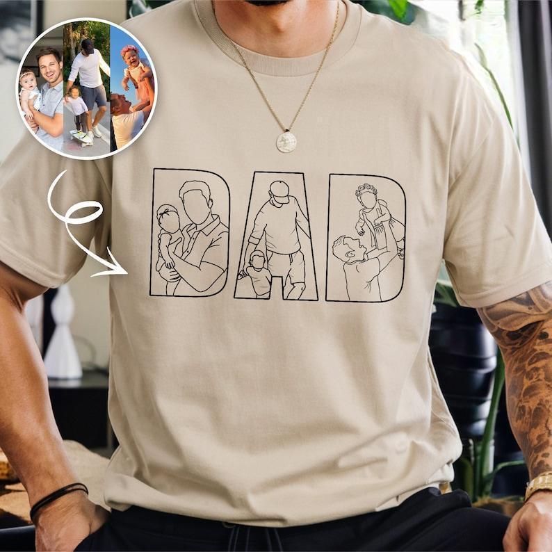 Custom Dad Shirt Portrait From Photo, Personalized Dad Photo Outline Shirt, Custom Photo Shirt For Dad, Father's Day Shirts, Papa Shirt