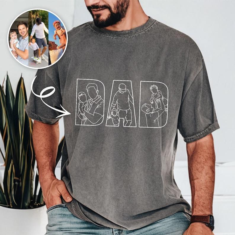 Custom Dad Shirt Portrait From Photo, Personalized Dad Photo Outline Shirt, Custom Photo Shirt For Dad, Father's Day Shirts, Papa Shirt