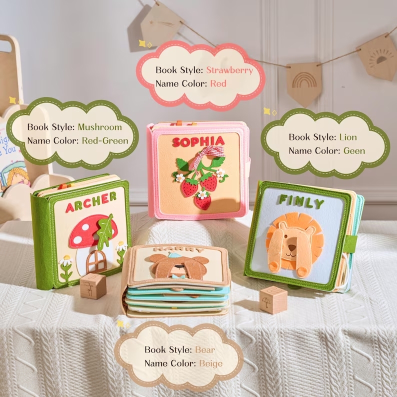 Personalized Baby Easter Gift, Handmade Felt Quiet Book, Custom Montessori Sensory Toy, First Birthday Present, Busy Book, Soft Felt Toy