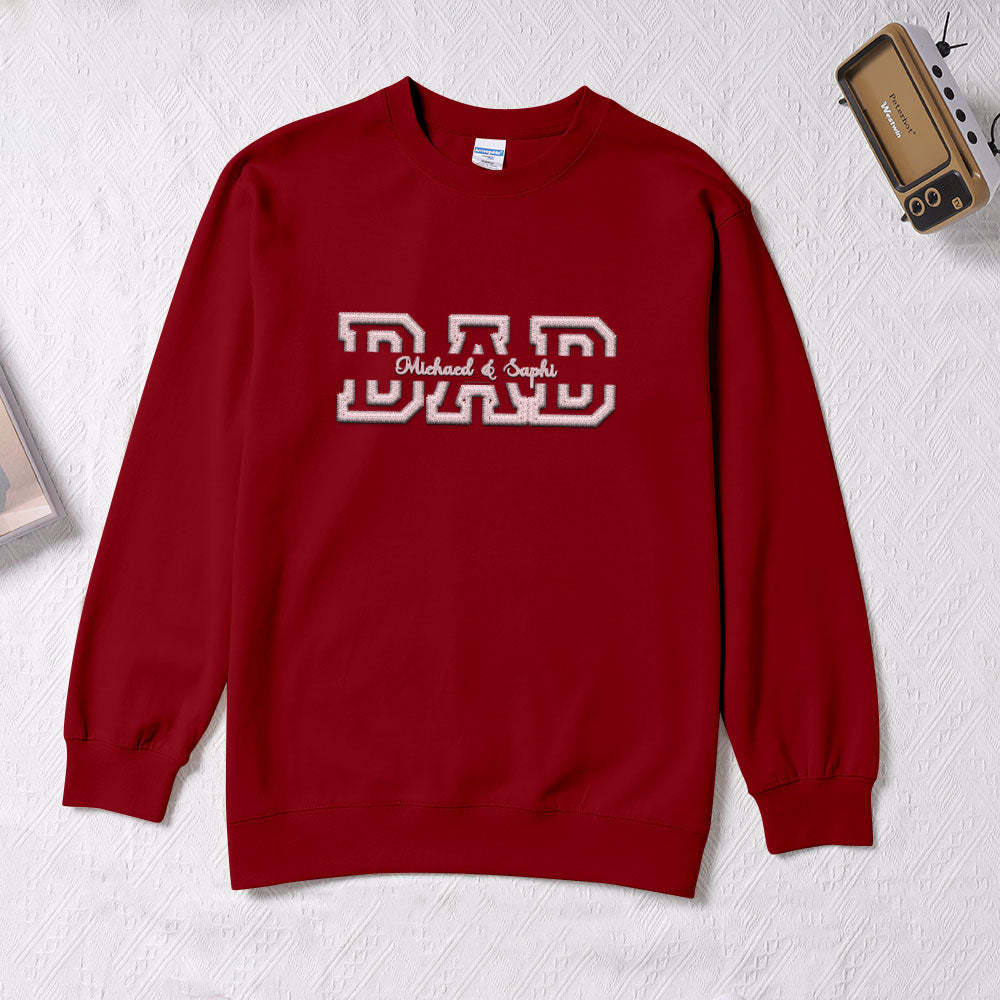 Personalized Embroidered Sweatshirt With Custom Names For Dear Dad