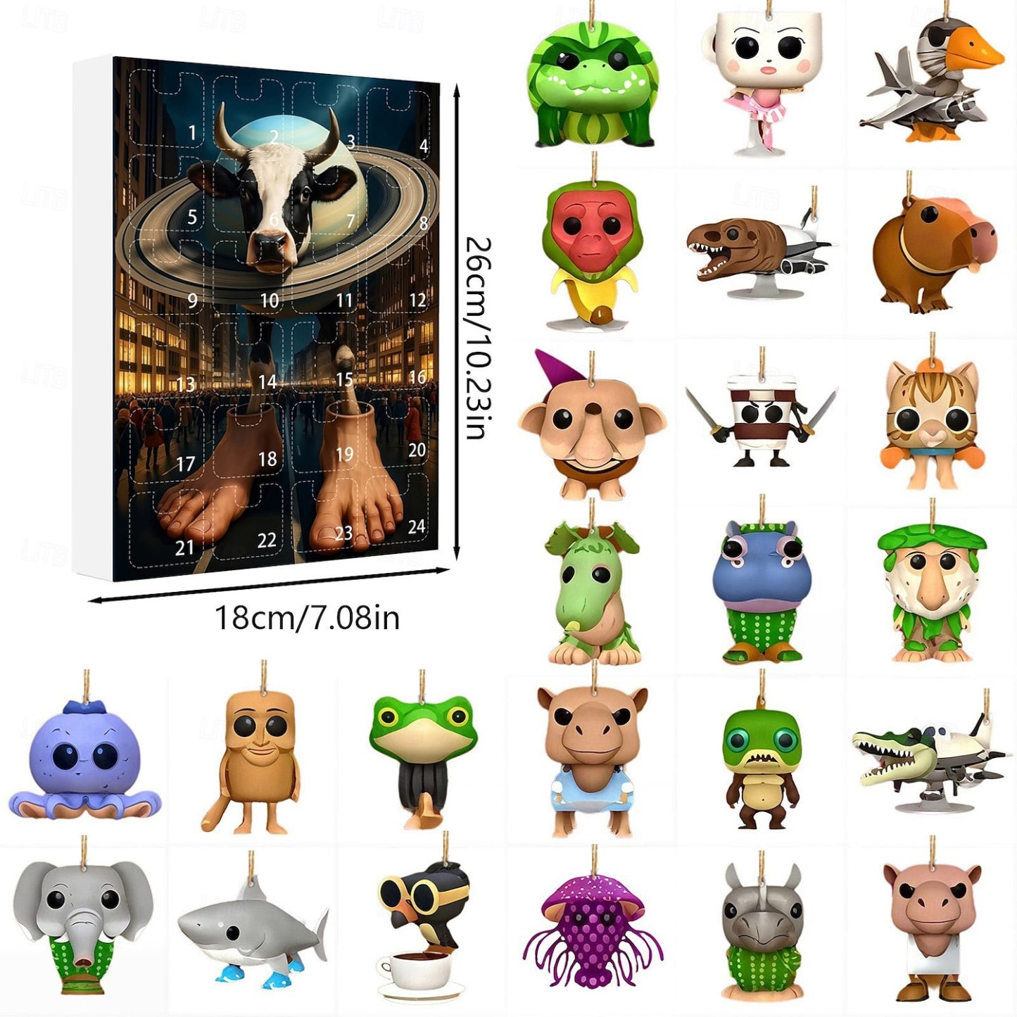 Tung Tung Tung Sahur Advent Calendar 2D Acrylic Ornaments 24 Days of Italian Brainrot Pendant Advent Calendar,Unique 24 Days of Surprises Gift Box,Fun & Creative Advent Calendar Ornament Decor Sets