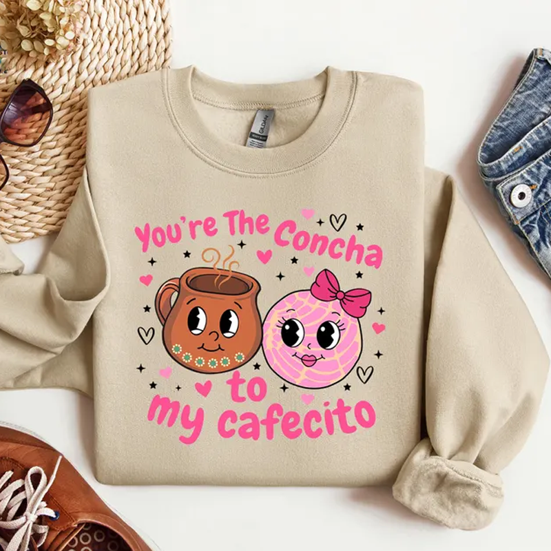 You're the Concha to My Cafecito Sweatshirt, Funny Concha Sweater, Cafecito Y Chisme Spanish Hoodie, Hot Chocolate Sweater, Coffee Lover