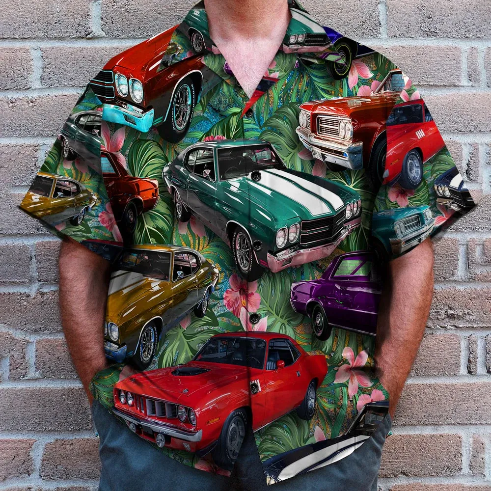 Personalized Car Hawaiian Shirt - Custom Car Photo Shirt - Floral Patt
