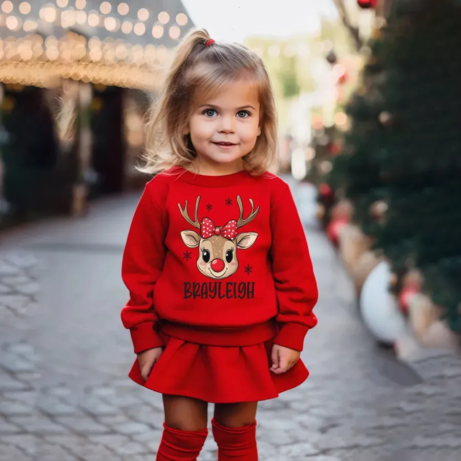 Personalized Kid Christmas Reindeer Sweatshirt