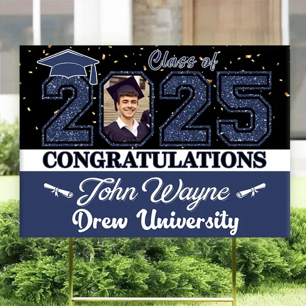 Custom Photo Congratulations Class Of 2025 Graduation Yard Sign - MyFaceBoxer