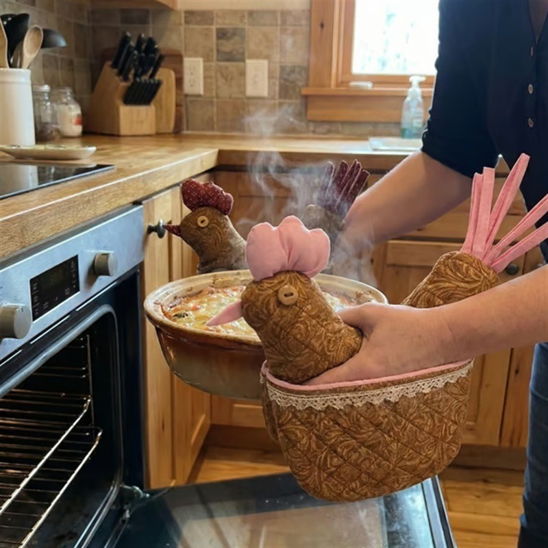 Chicken Potholders, Chicken Oven Mitts, Novelty Potholder, Kitchen Decor