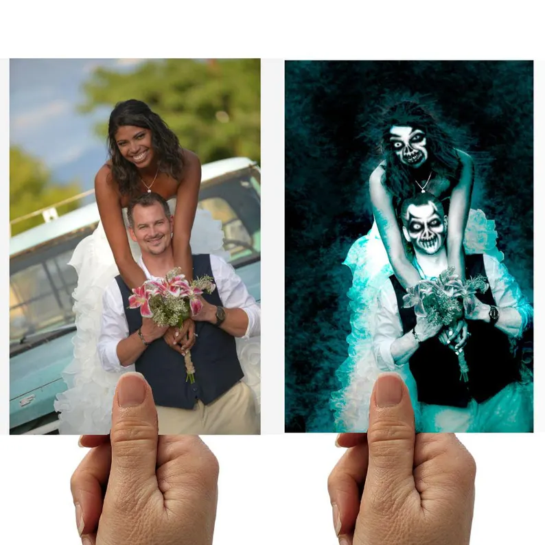 Halloween Gifts Haunted Ghost Custom Photo Flip Lenticular Picture Card Home Decor