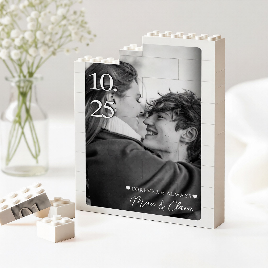 Custom Photo Brick Puzzle Frame �C Build Your Love, A Romantic Couple Gift for Valentine��s Day & Anniversaries