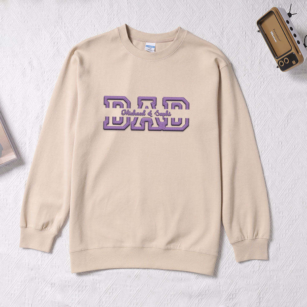 Personalized Embroidered Sweatshirt With Custom Names For Dear Dad