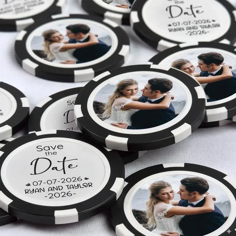 Wedding Poker Chips Vegas Gifts - Personalized Casino Chips Save the Date Party Favor | Drink Tokens