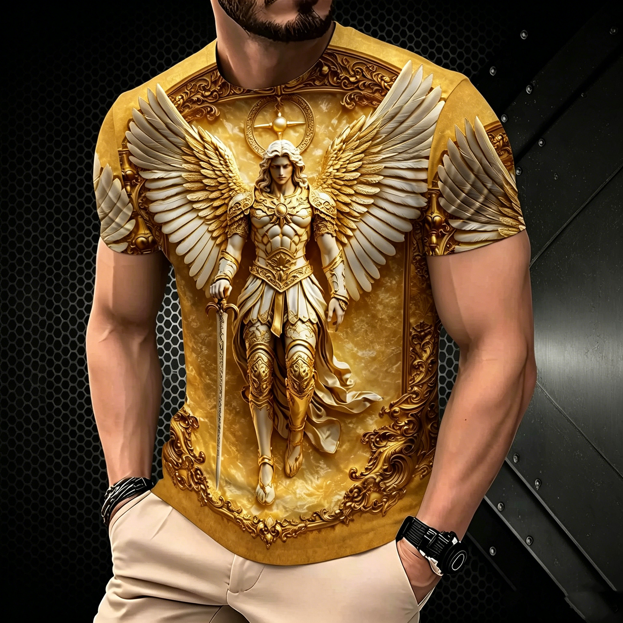 Men's Crew Neck T-shirt with High-definition 3D Print Pattern, Short Sleeves Trendy Avant-garde Design - MyFaceBoxer