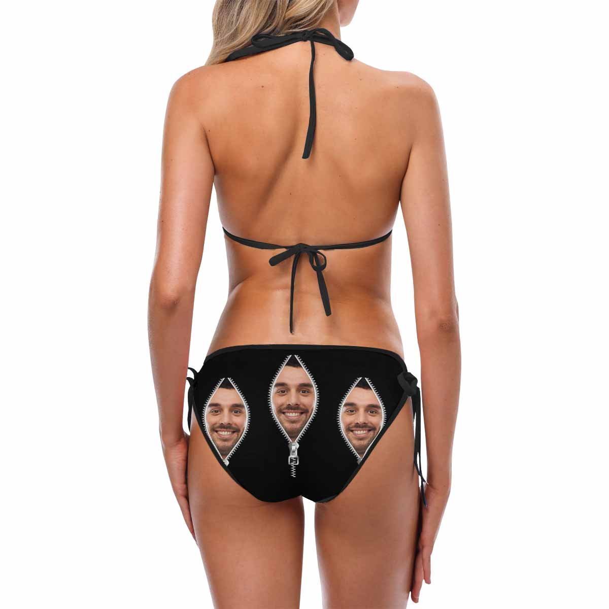 Custom Face Bikini Women's Sexy Photo Segmented Swimsuit - Zipper - MyFaceBoxer