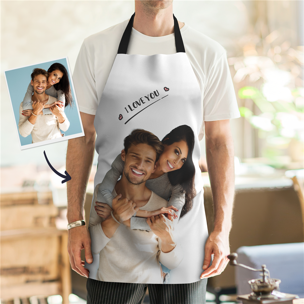 Custom Photo On Kitchen Apron I Love You - MyFaceBoxerAU