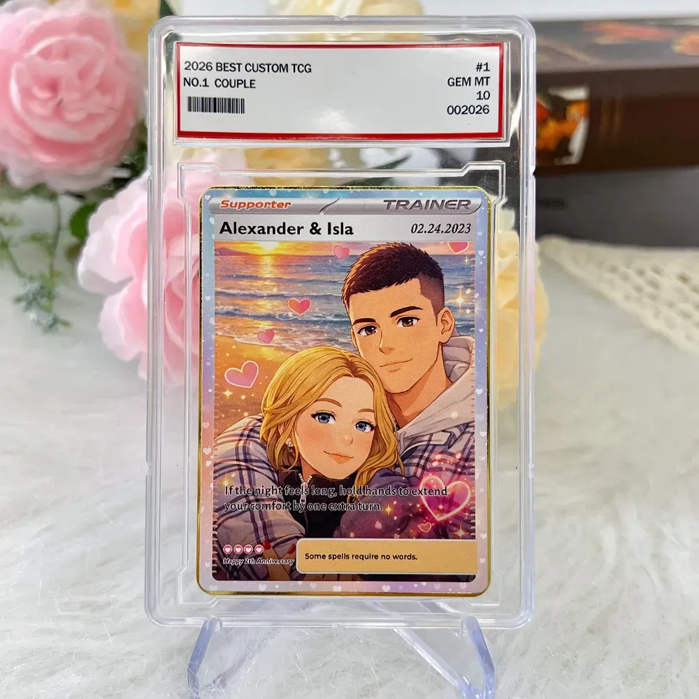 Personalised Couple Anime Supporter Trainer Card Pokecard - MyfaceboxerAU