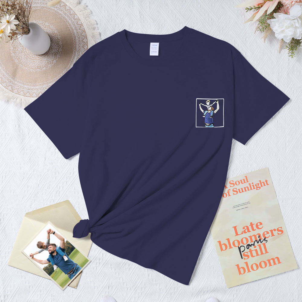 Gift For Dad Custom Embroidered Dad T-Shirt From Photo Father's Day Gift