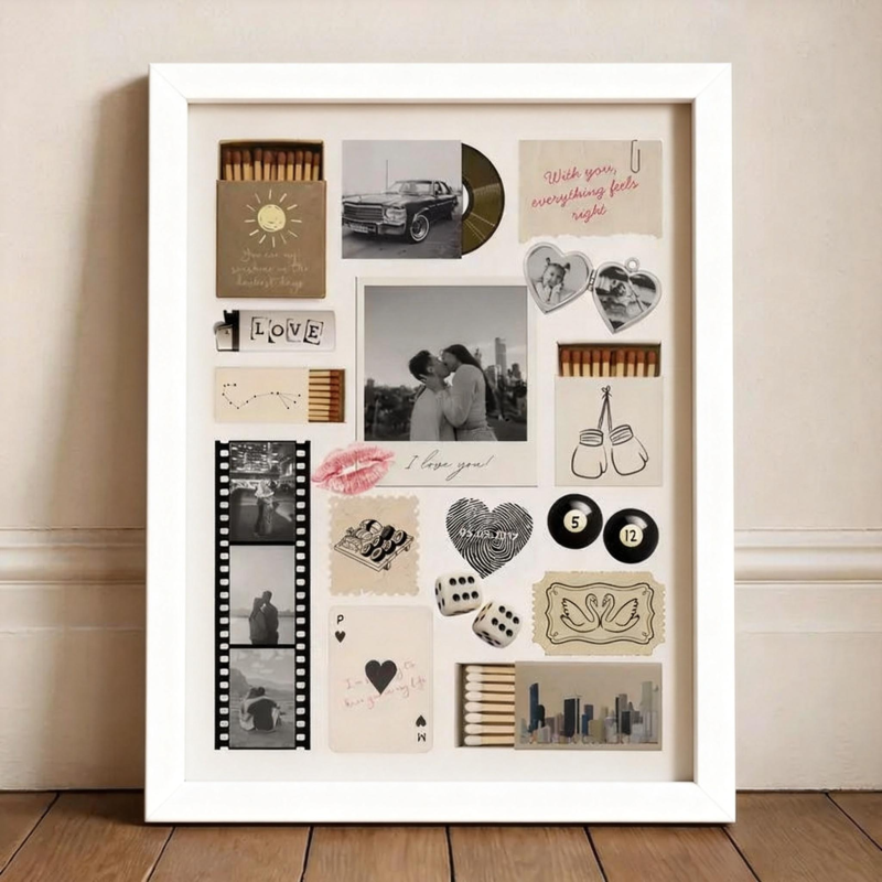 Custom Photo Matchbox Wooden Frame with Your Text Matchbook Poster Print Wall Art Anniversary Gift - MyfaceboxerAU