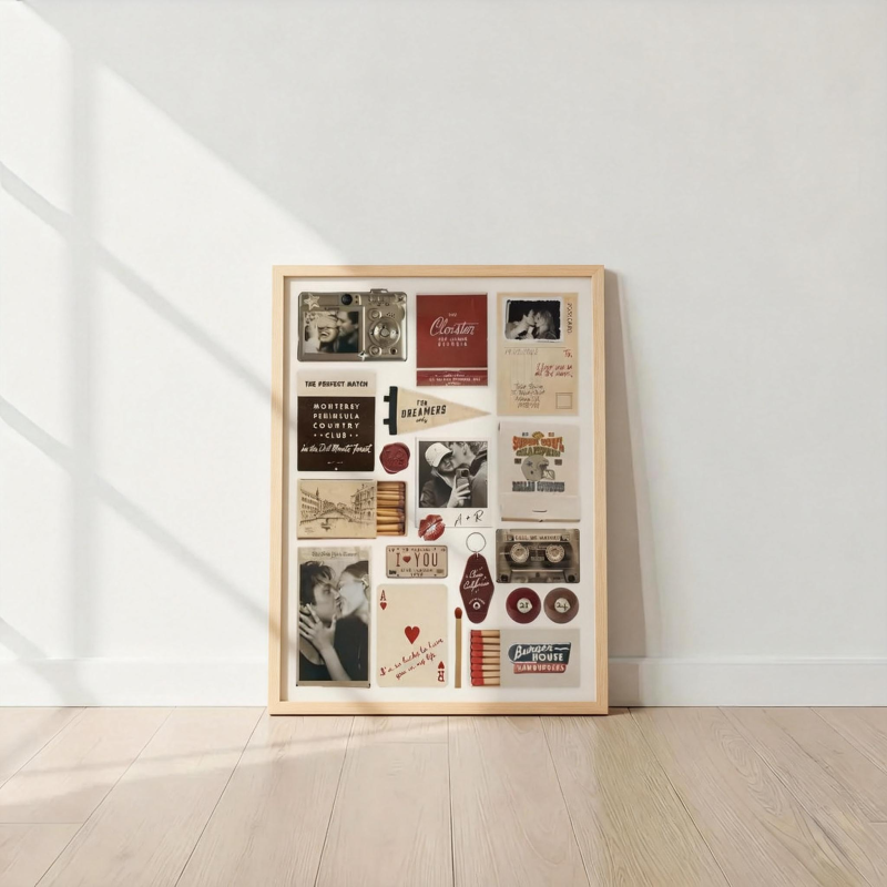 Custom Photo Matchbox Wooden Frame with Your Text Matchbook Poster Print Wall Art Anniversary Gift - MyfaceboxerAU