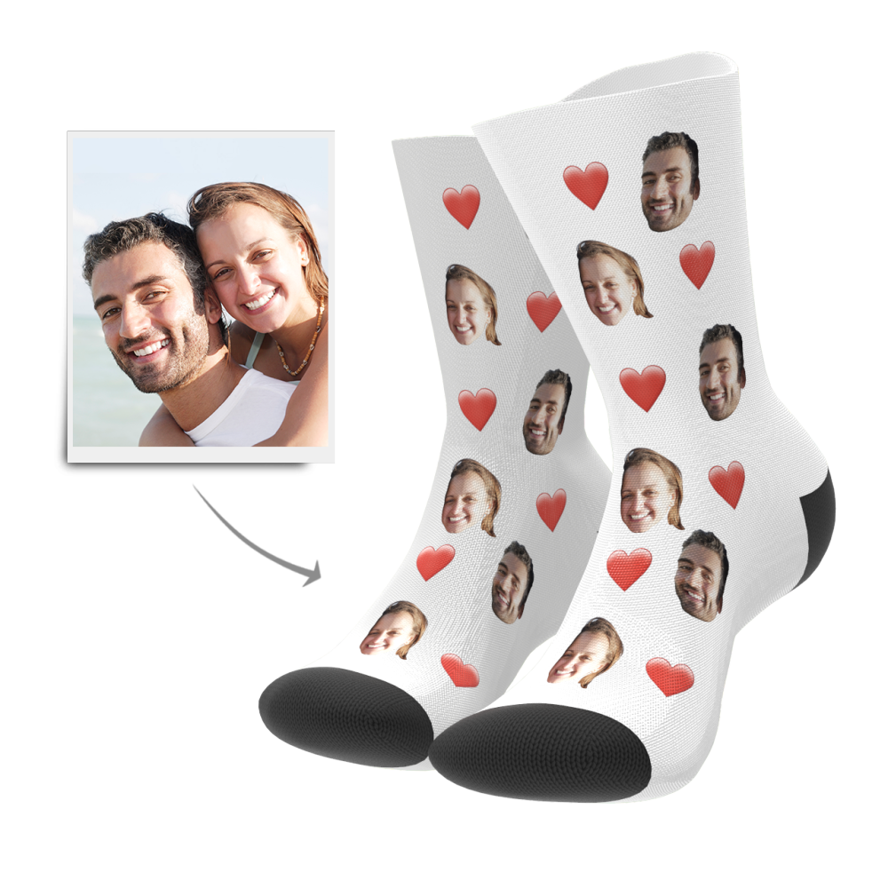 Custom Heart Face Socks For Your Lover - MyFaceBoxerAU