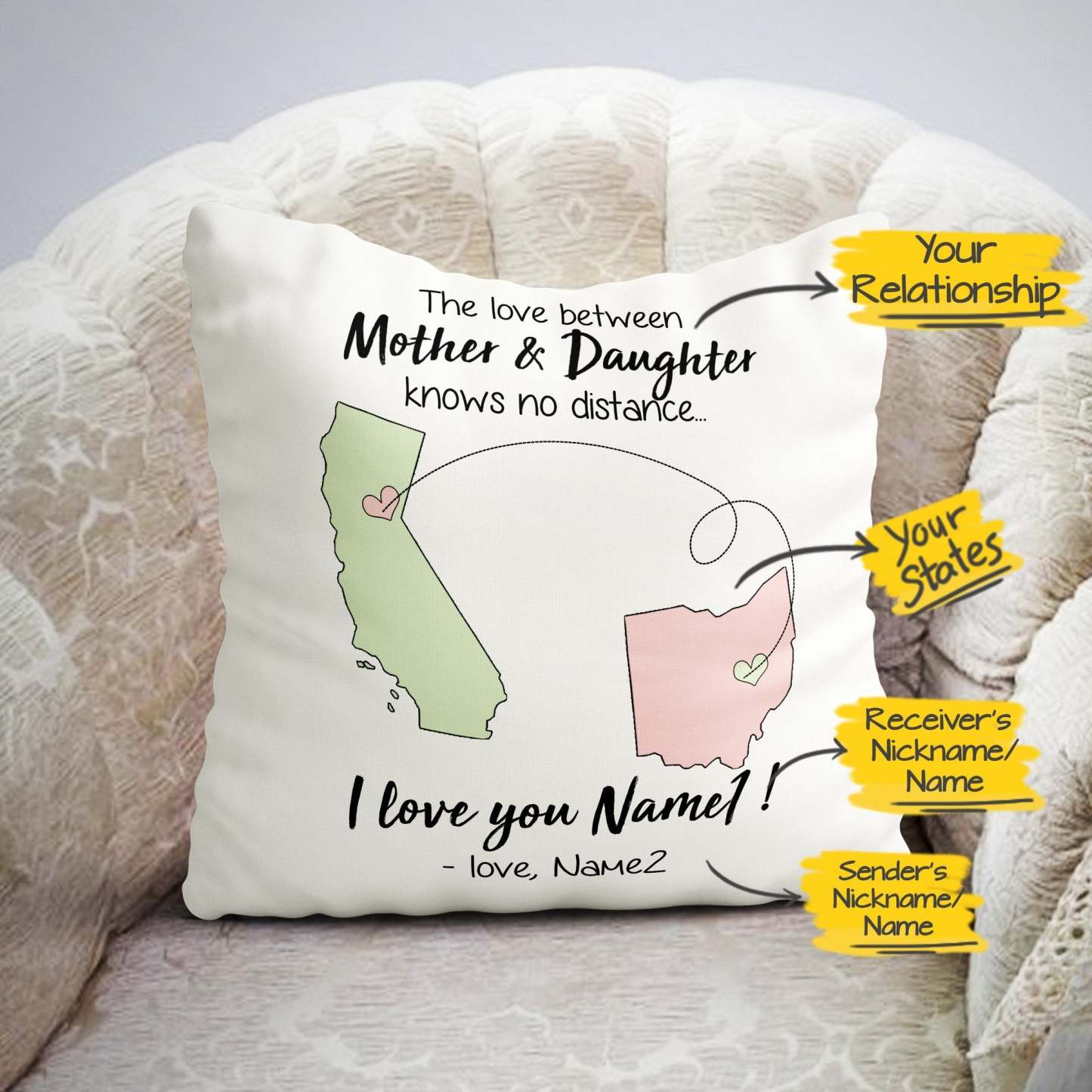 Personalized Knows No Distance Pillow Case 16"x16" (Twin Sides, Pillow Insert Not Included) - MyFaceBoxerAU