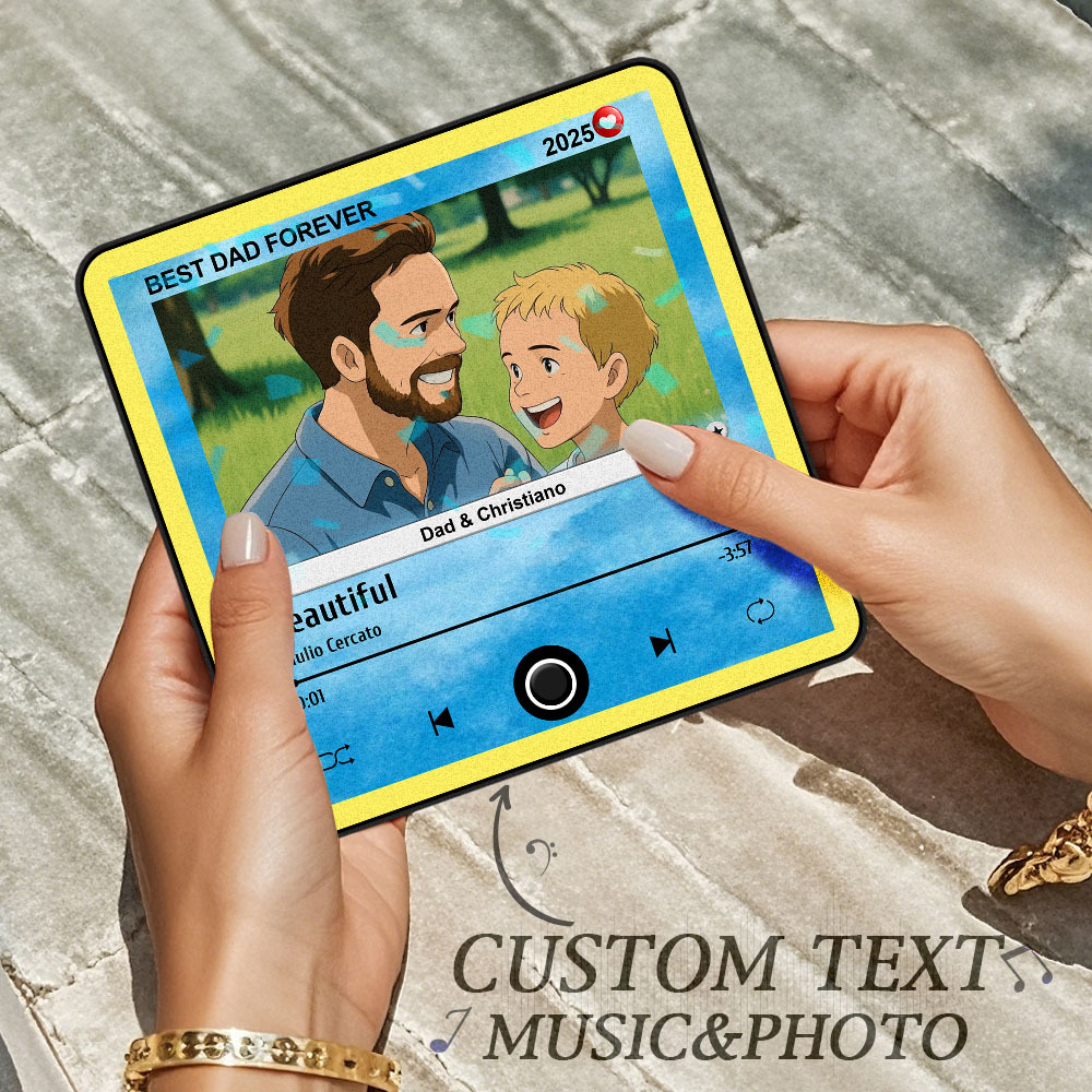 Custom Cartoon Dad Photo Fridge Magnet Music Can Be Played Without Cell Phone Music Photo Fridge Magnet Decoration for Lover - MyfaceboxerAU