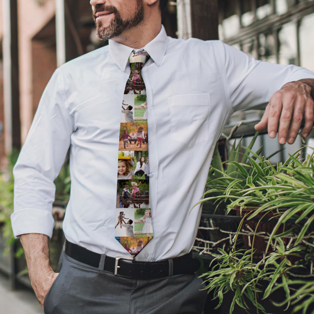 Custom Multiple Photos On Necktie Best Family	 - MyFaceBoxerAU